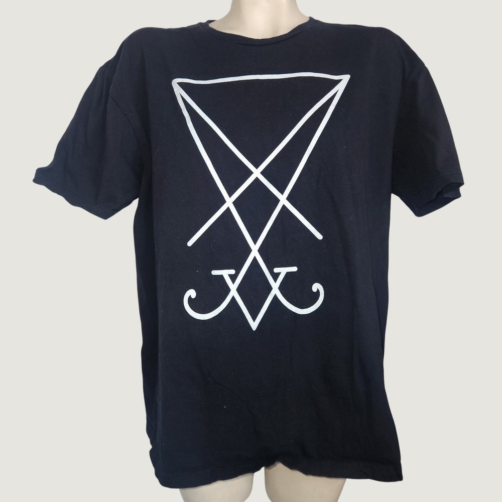 Gildan Softstyle Mens XL Black Sigil Occult Graphic T-Shirt Goth retro vintage
